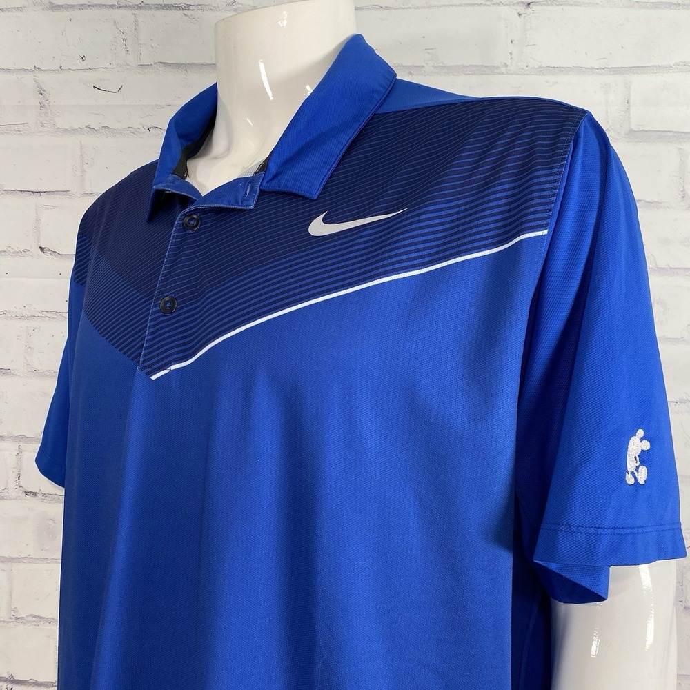 Nike Golf Shirt Men's 2XL Polo Disney Mickey Mouse Blue Walt Disney World